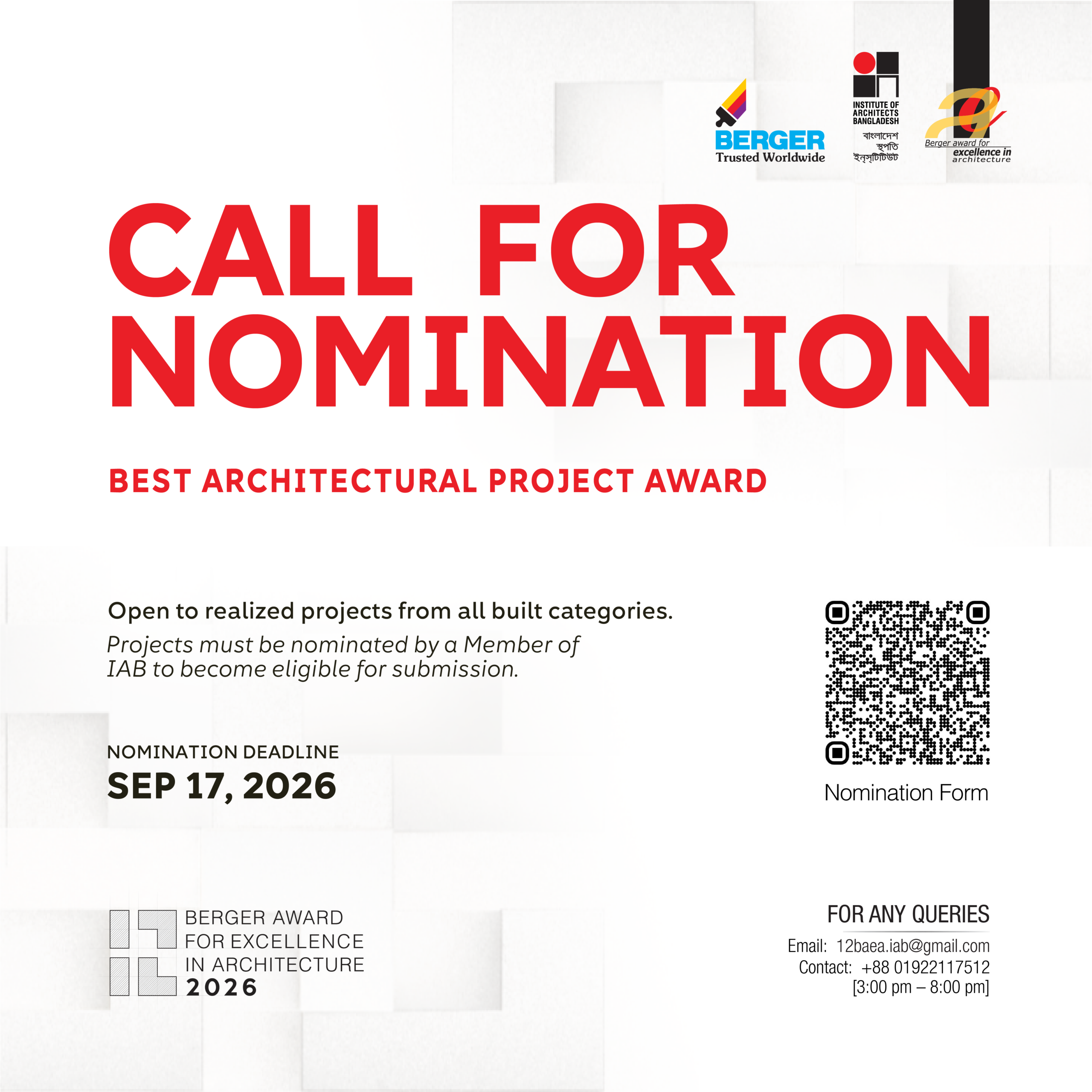 Berger Award for Excellence in Architecture (BAEA) Opens Nominations for Its 12th Edition 3 Berger Award for Excellence in Architecture (BAEA) Opens Nominations for Its 12th Edition